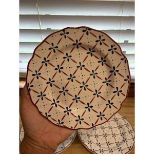 J&G Meakin Royal Staffordshire Heirloom Ironstone Salad Plates Set 4 Red Blue
